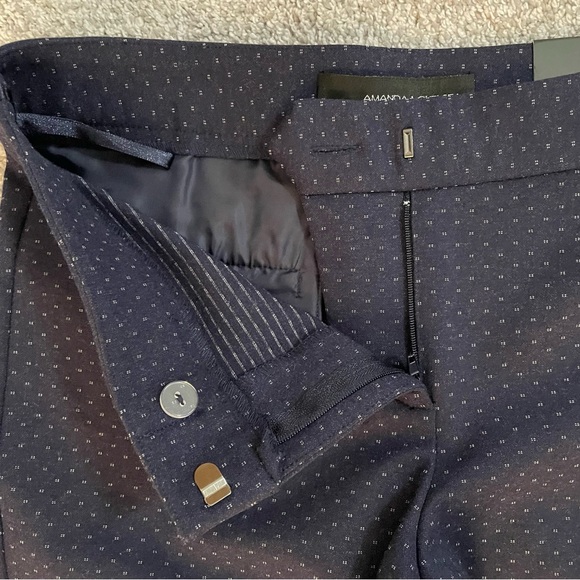 New Amanda + Chelsea Women's Size 4 Navy Blue & White Polka Dot Stretch Pants - Picture 4 of 14